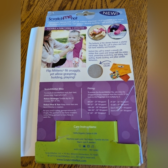 Scratch Me Not Flip Mitten Sleeves - Size 3T  silk & cotton NIB - Picture 2 of 6